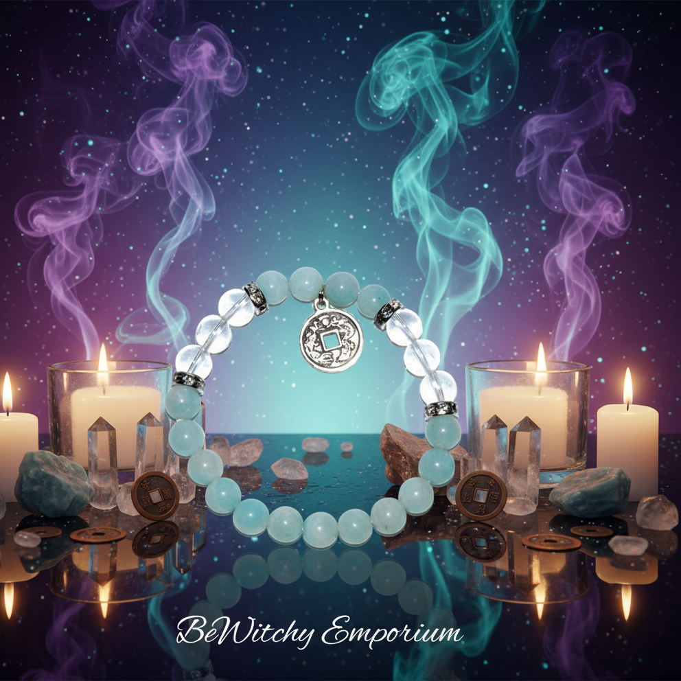 Amazonite & Clear Quartz Bracelet - Mystical Altar Style