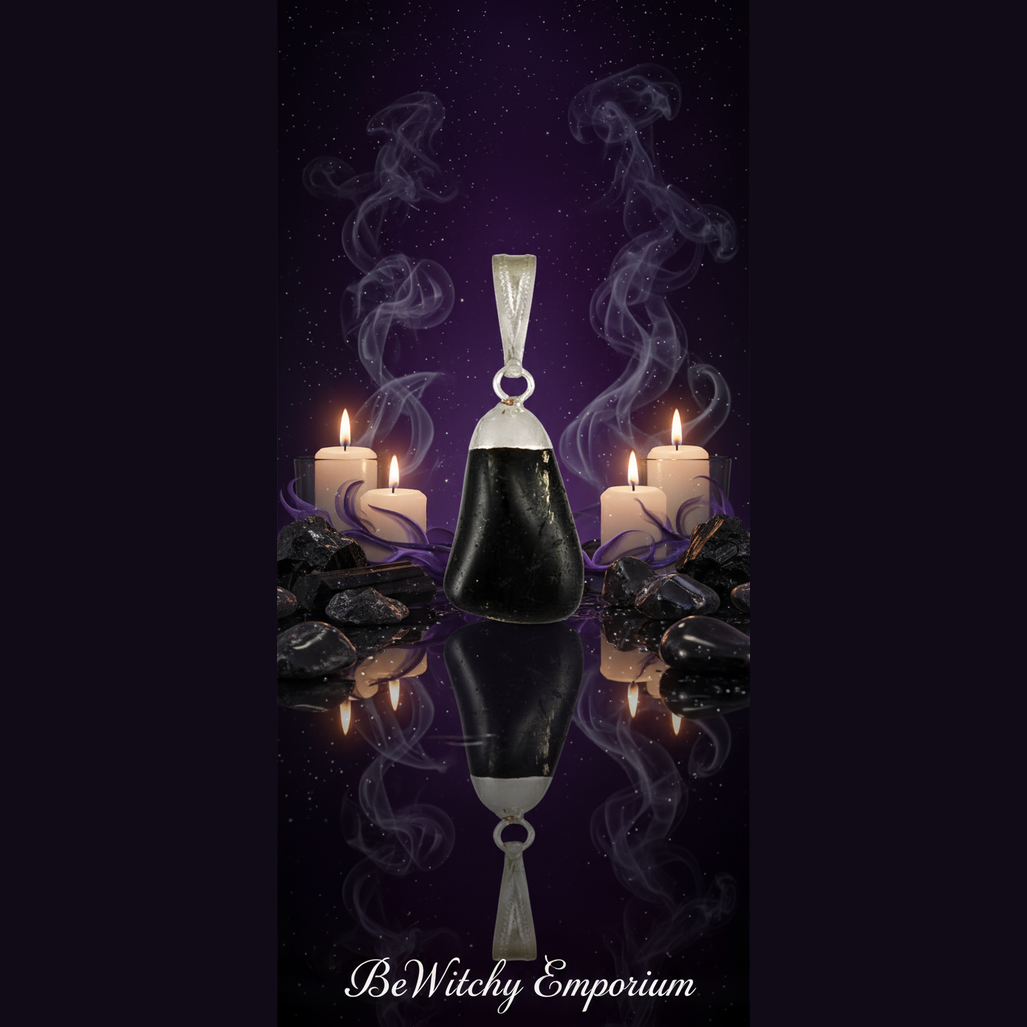 Black Tourmaline Pendant - Mystical Altar Style