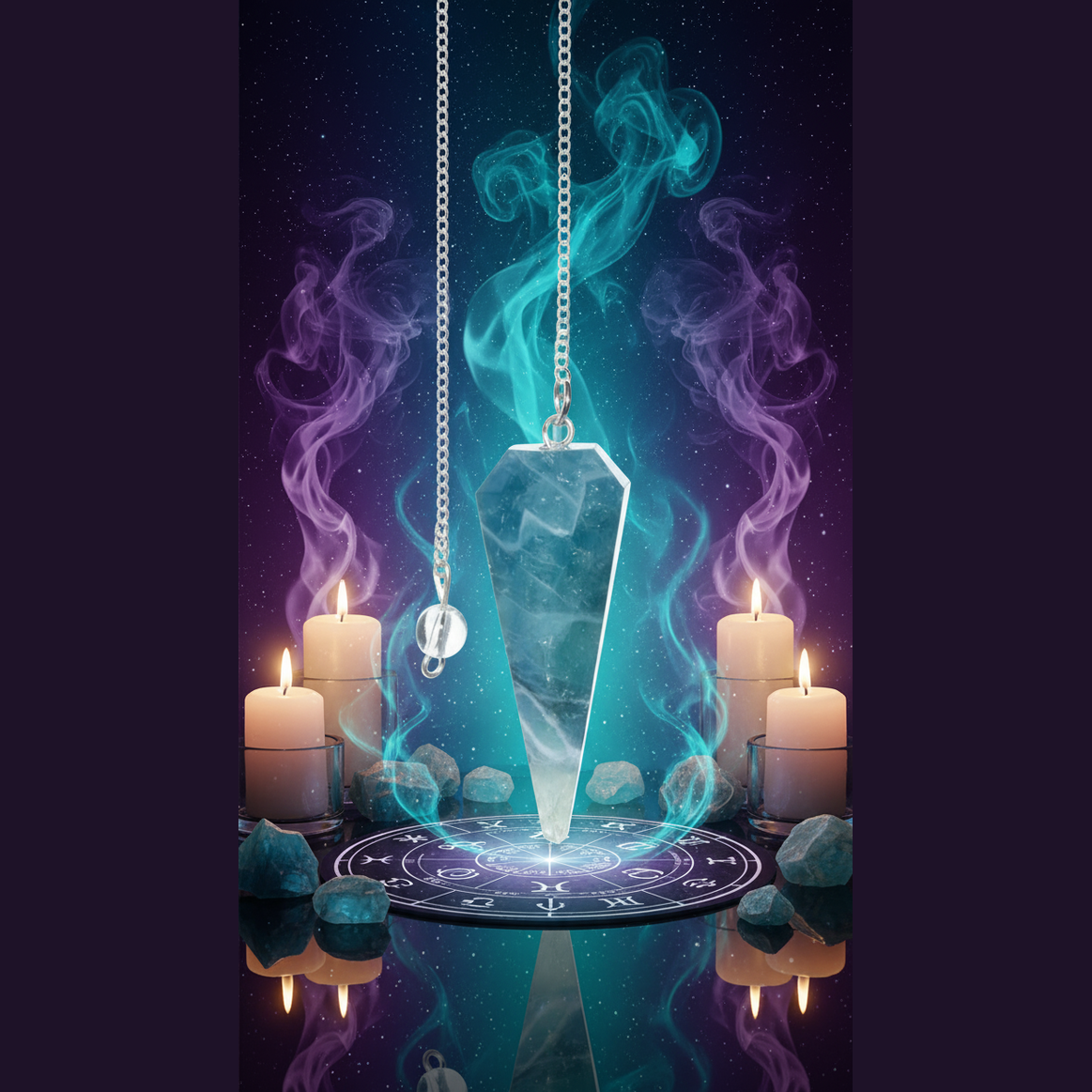 Blue Apatite Pendulum - Mystical Altar Style