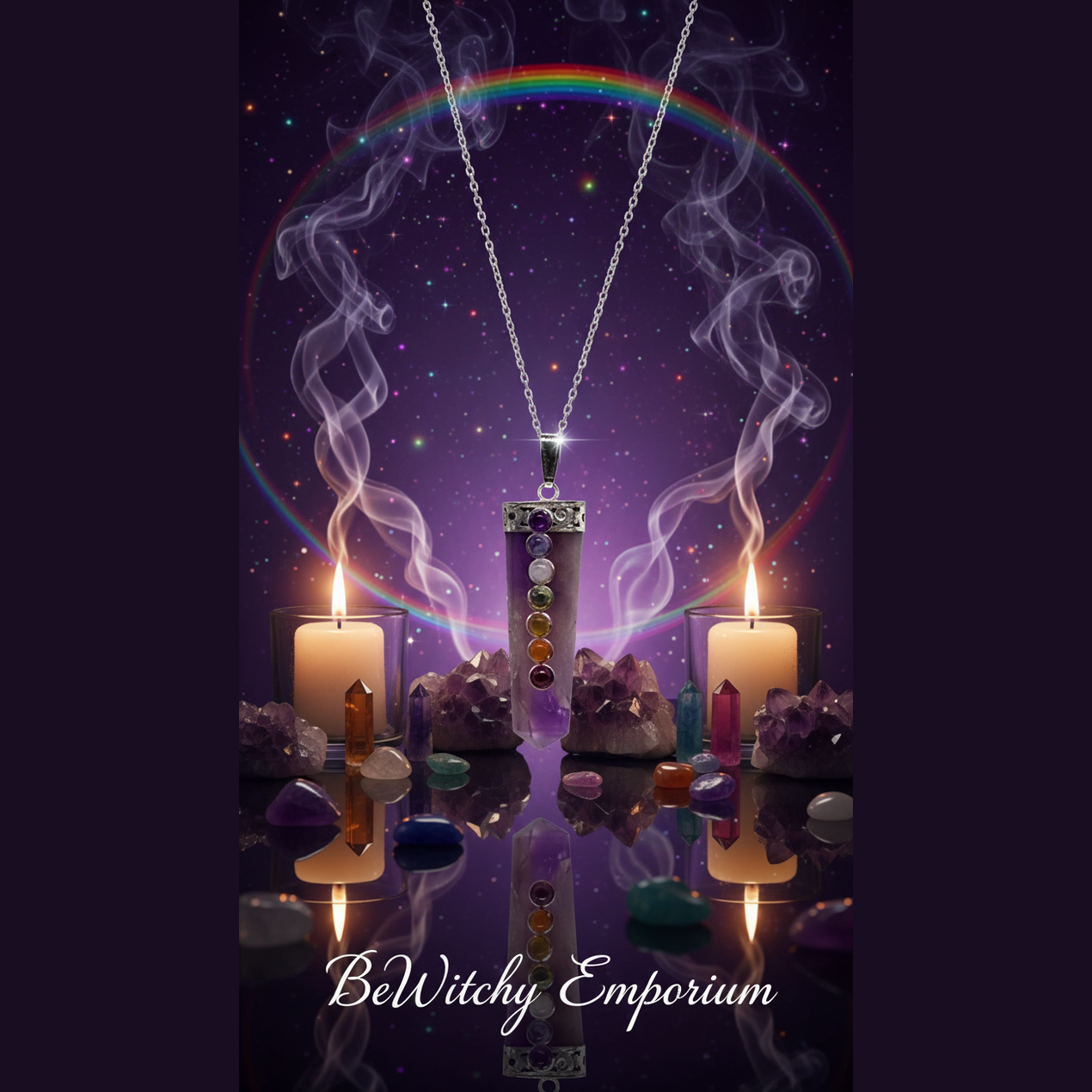 Chakra Amethyst Pendant - Mystical Altar Style