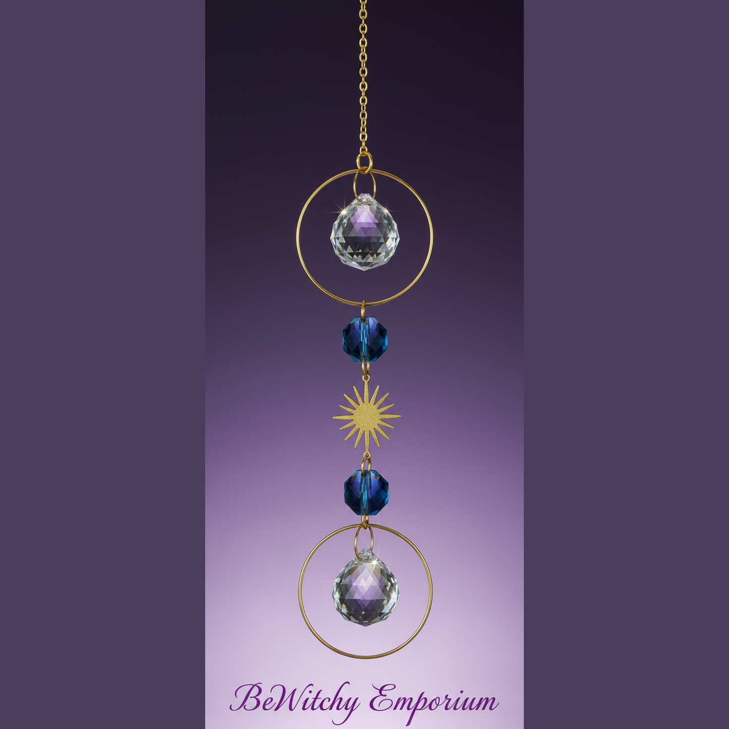 Exact celestial suncatcher with clean professional styling and BeWitchy Emporium watermark