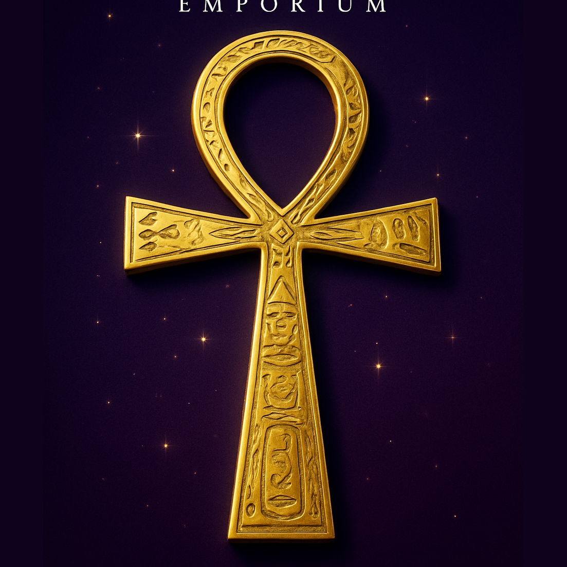 Exact golden Egyptian Ankh with clean professional styling and BeWitchy Emporium watermark