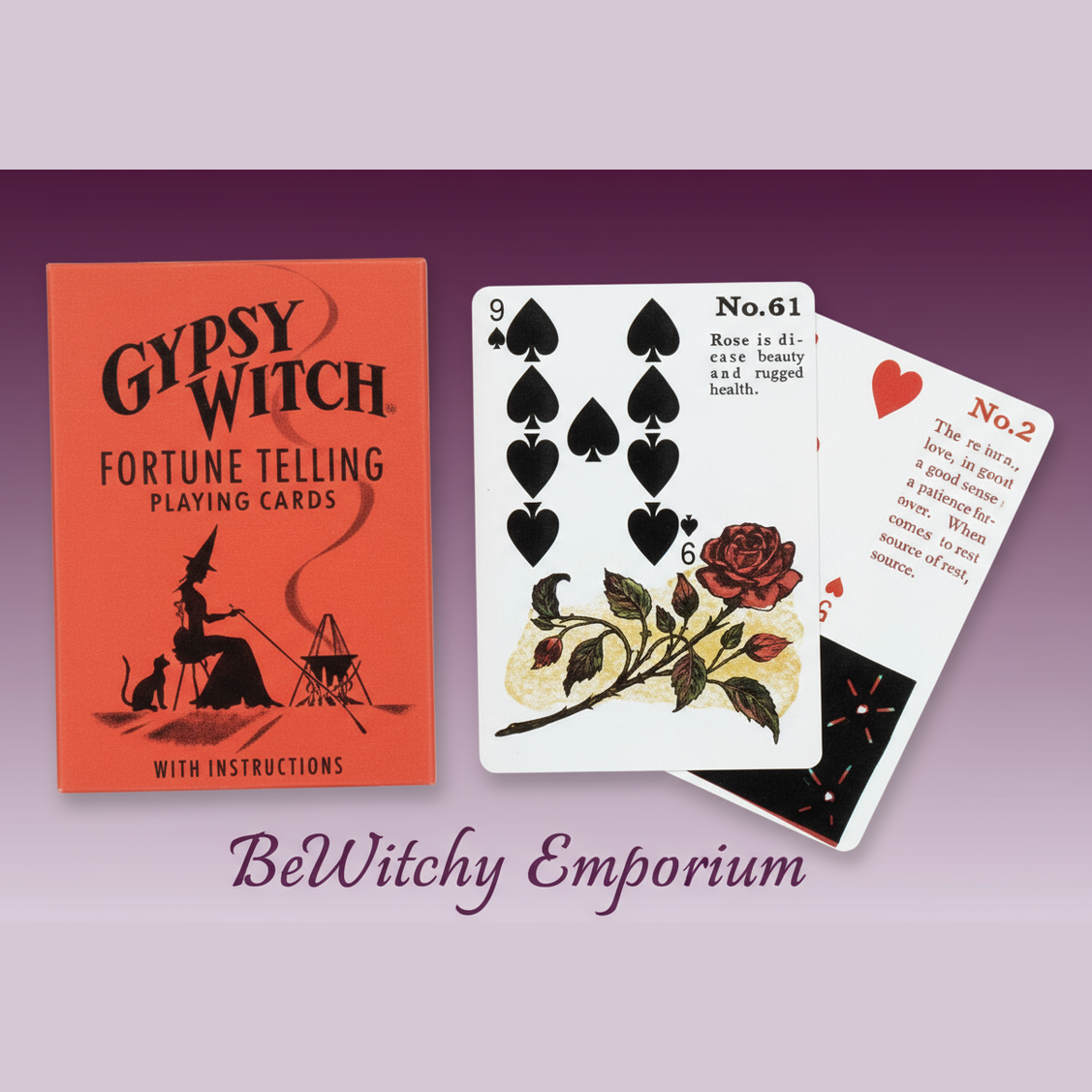Exact Gypsy Witch Fortune Telling Playing Cards with clean professional styling and BeWitchy Emporium watermark