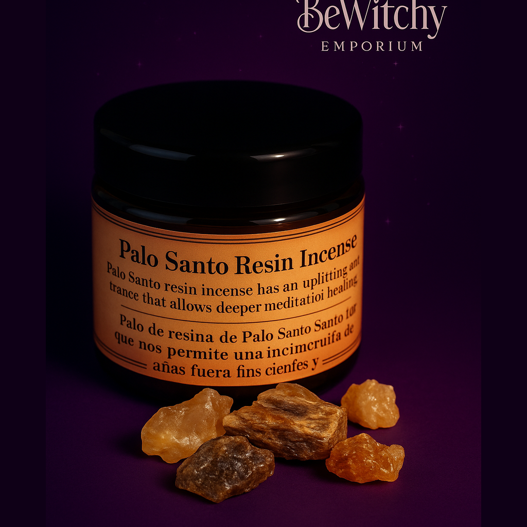 Exact original Palo Santo resin jar with signature BeWitchy Emporium purple gradient and premium lighting