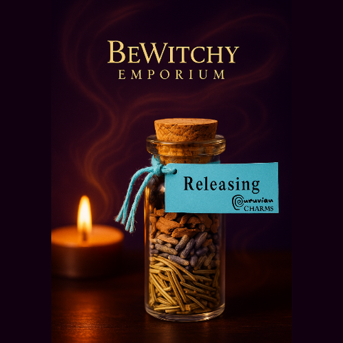 Exact Releasing spell jar with premium emotional healing ambiance and BeWitchy Emporium watermark