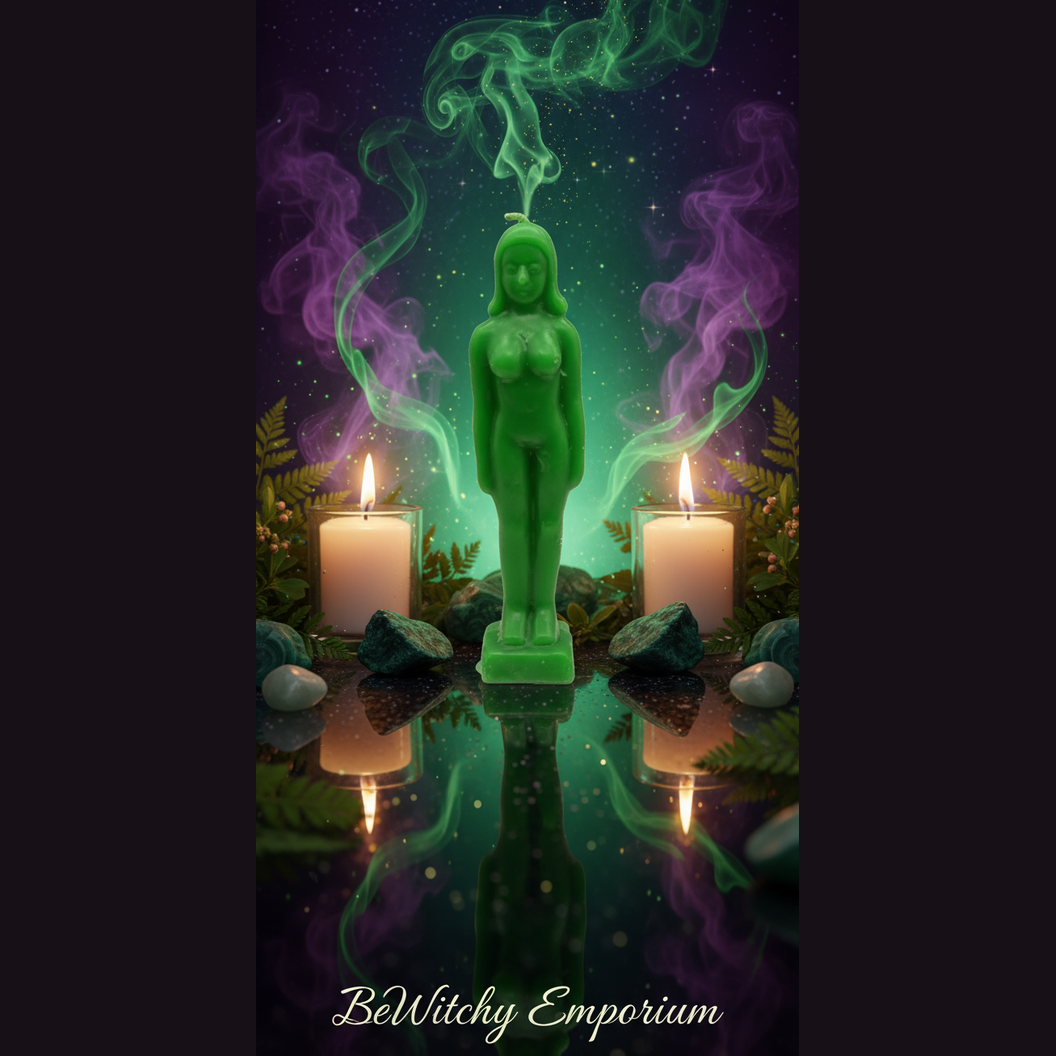 Green Goddess Figure Candle - Mystical Altar Style