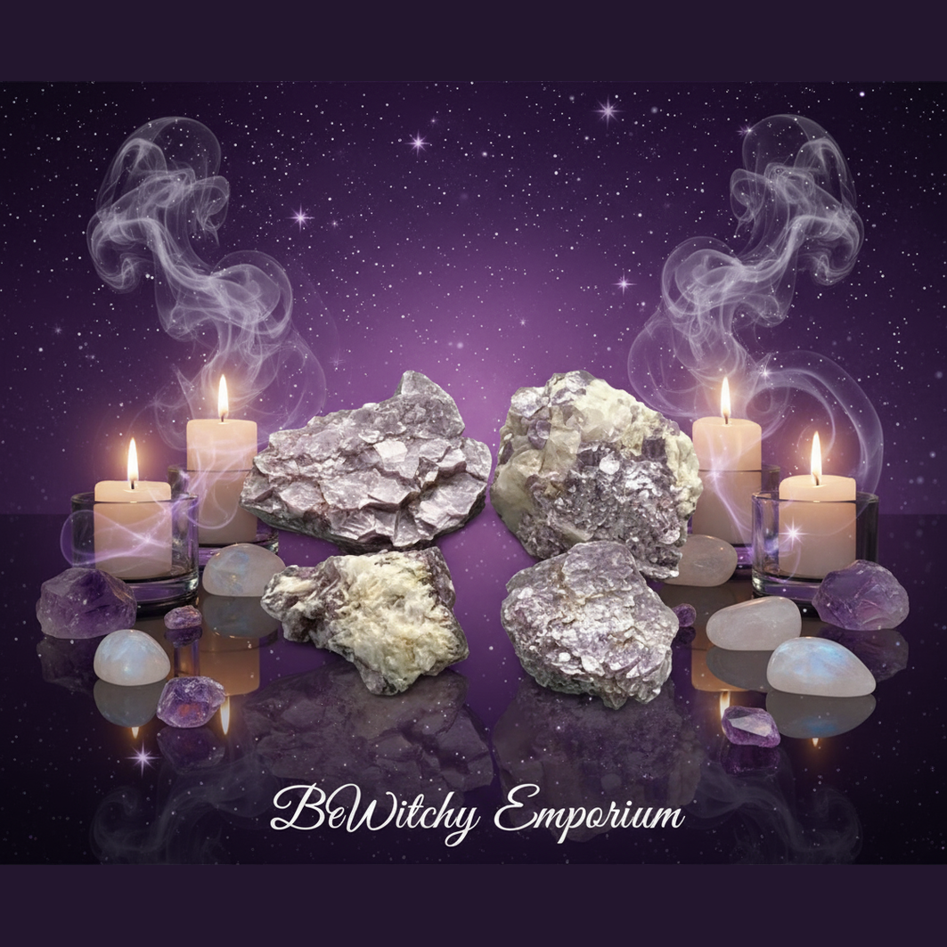 Lepidolite Crystals - Mystical Altar Style