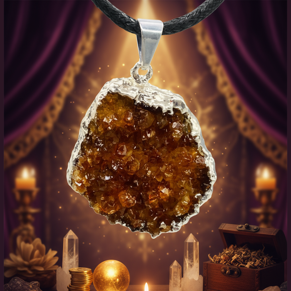 Raw Citrine Druzy Pendant - Luxurious Sanctuary
