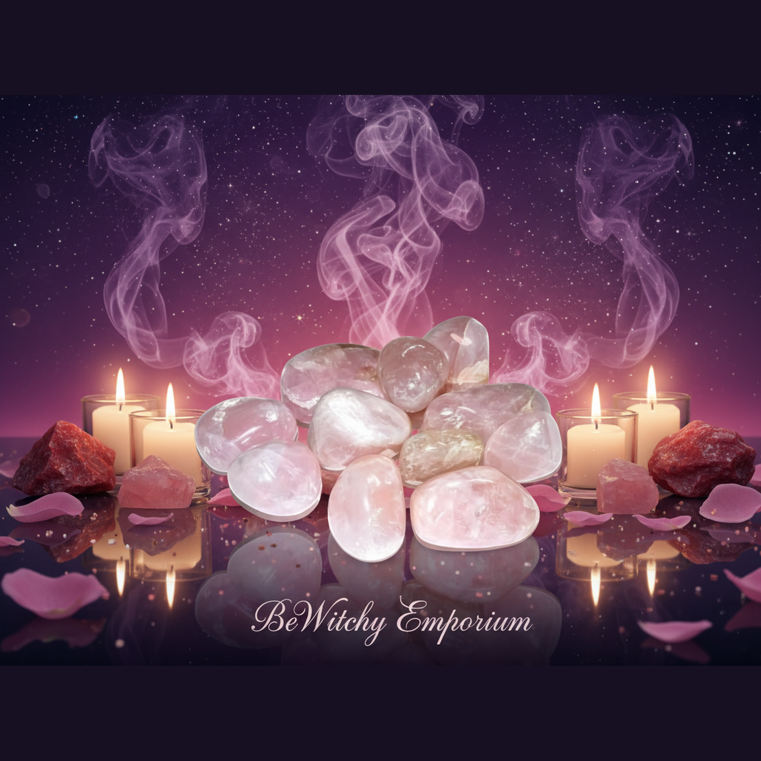 Rose Quartz Tumbled Stones - Mystical Altar Style