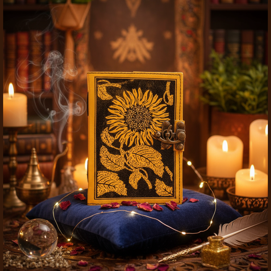 Sunflower Leather Journal - Luxurious Sanctuary