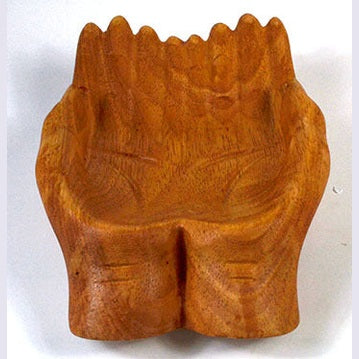 7" wood Hand offering bowl