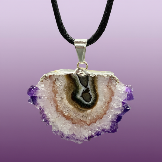 Amethyst Geode Slice Pendant - Clean Professional