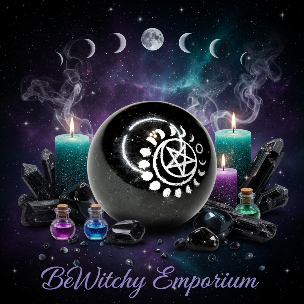 BeWitchy Emporium - Moon Pentacle Crystal Sphere Mystical