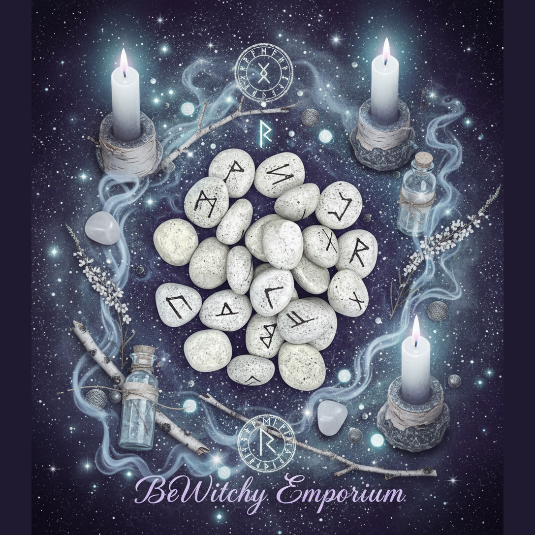 BeWitchy Emporium - White Rune Stones Mystical
