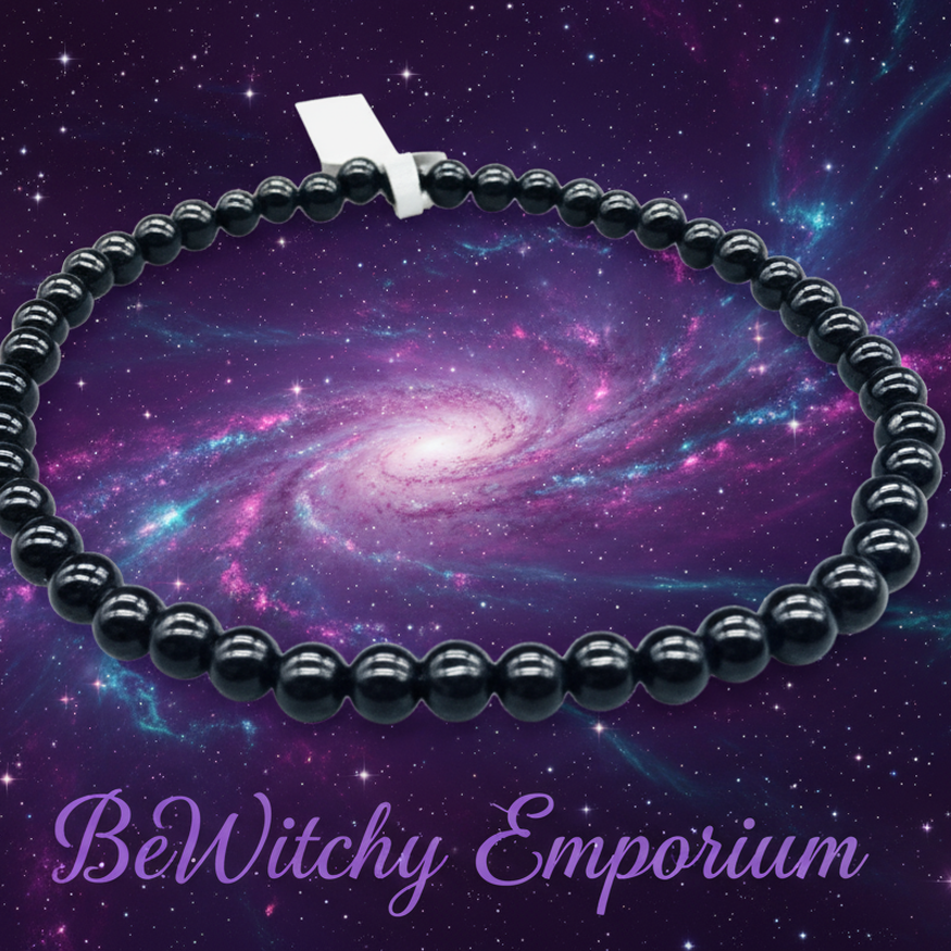 Black Bead Necklace - Mystical Starry Night