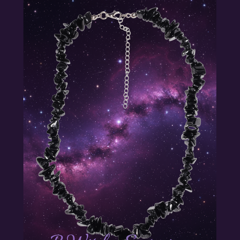 Black Chip Necklace - Mystical Starry Night