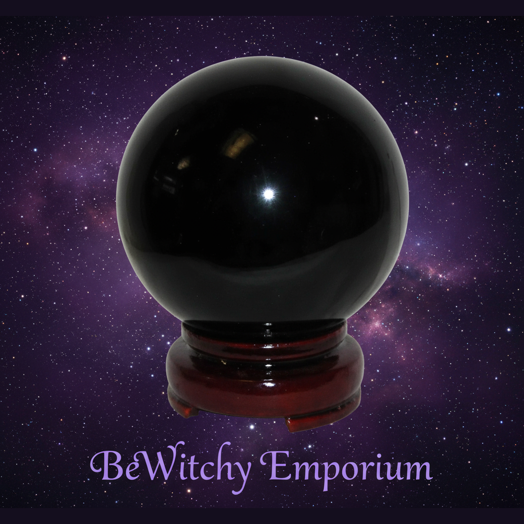 Black Obsidian Scrying Sphere - Mystical Starry Night