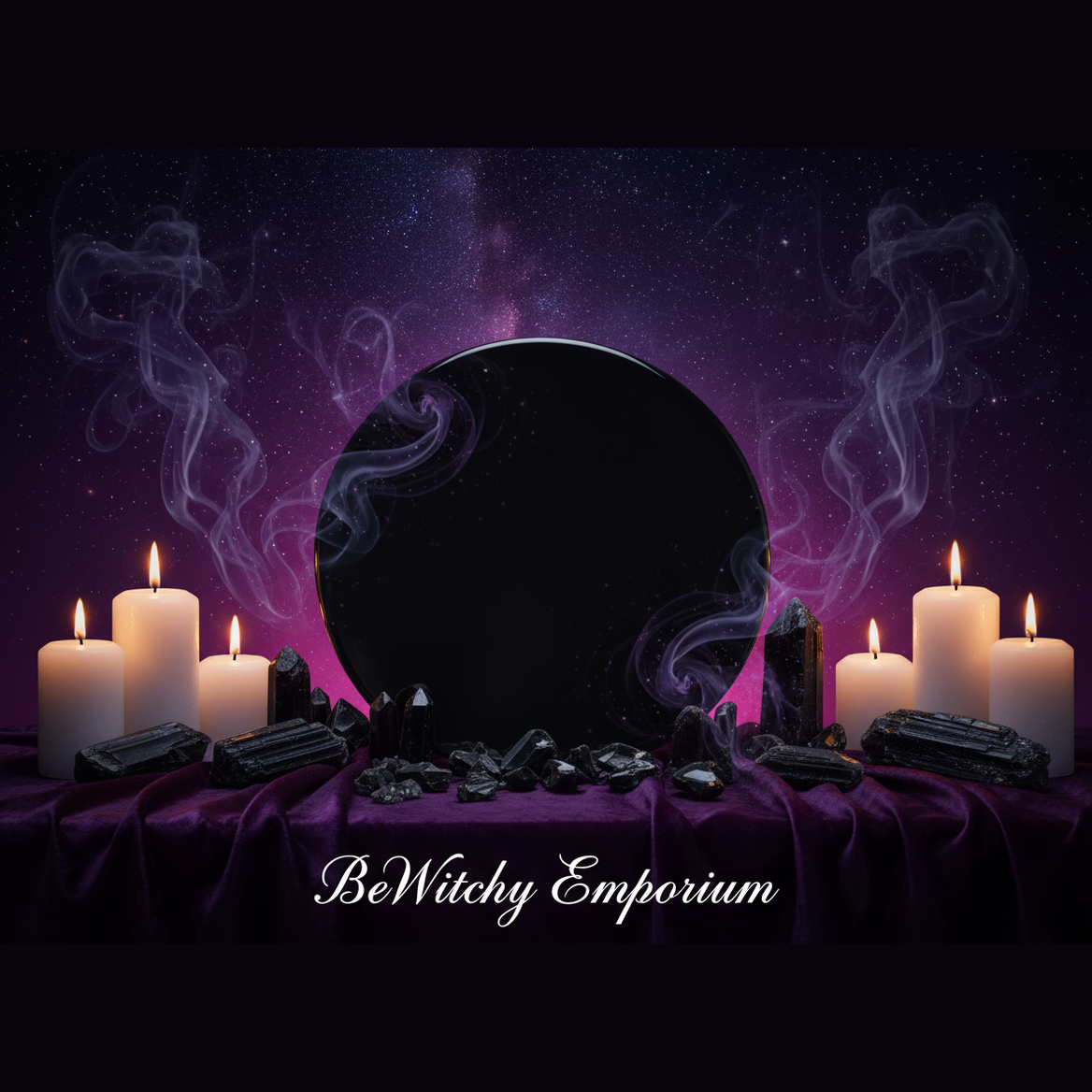 Black Scrying Mirror - Mystical Altar Style