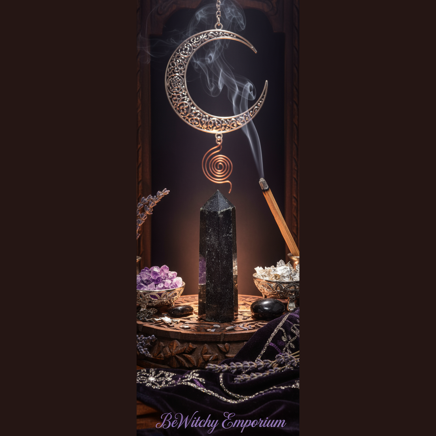 Black Tourmaline Crystal Point - Luxurious Sanctuary