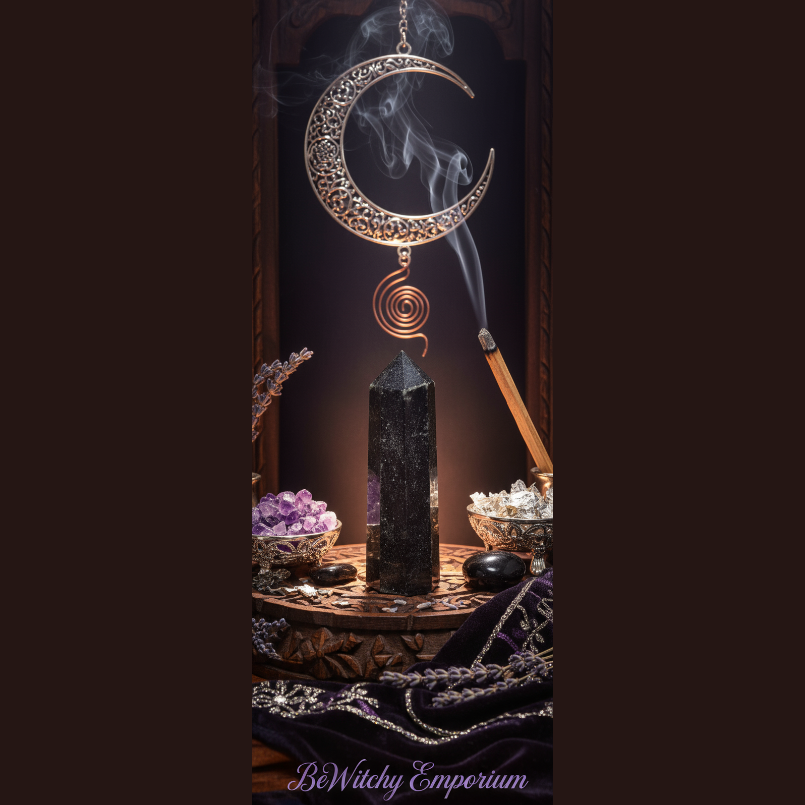 Black Tourmaline Crystal Point - Luxurious Sanctuary