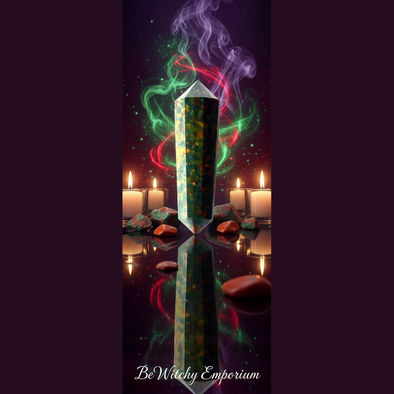 Bloodstone Crystal Point - Mystical Altar Style