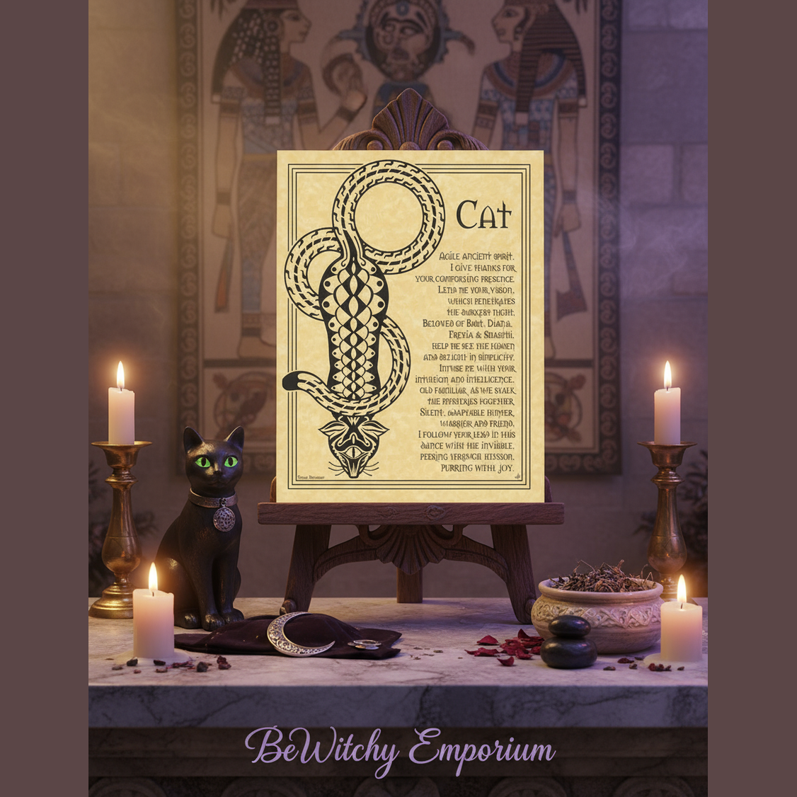 Cat Prayer Poster - Luxurious Sanctuary