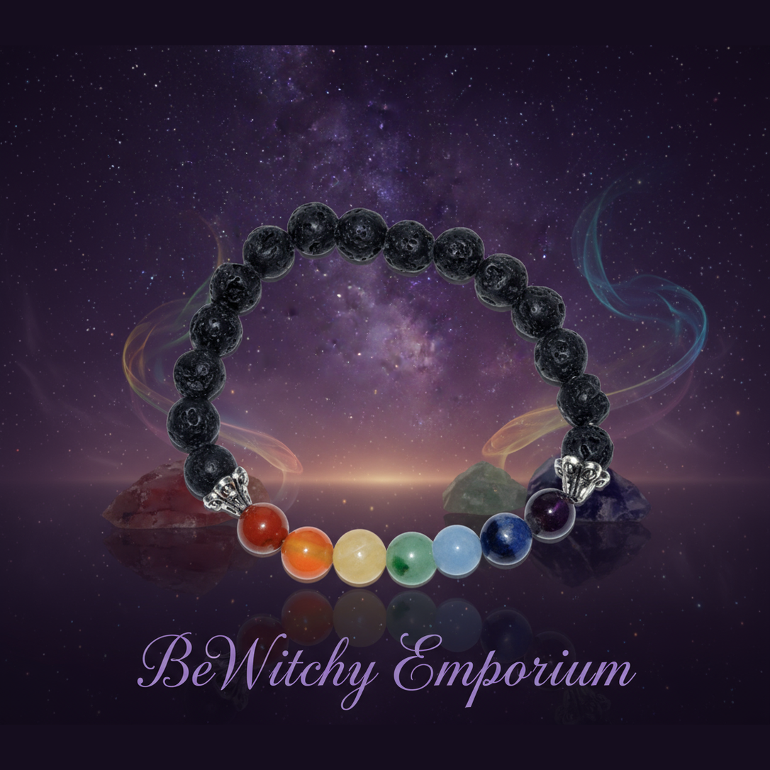 Chakra Lava Stone Bracelet - Elegant Mystical Style