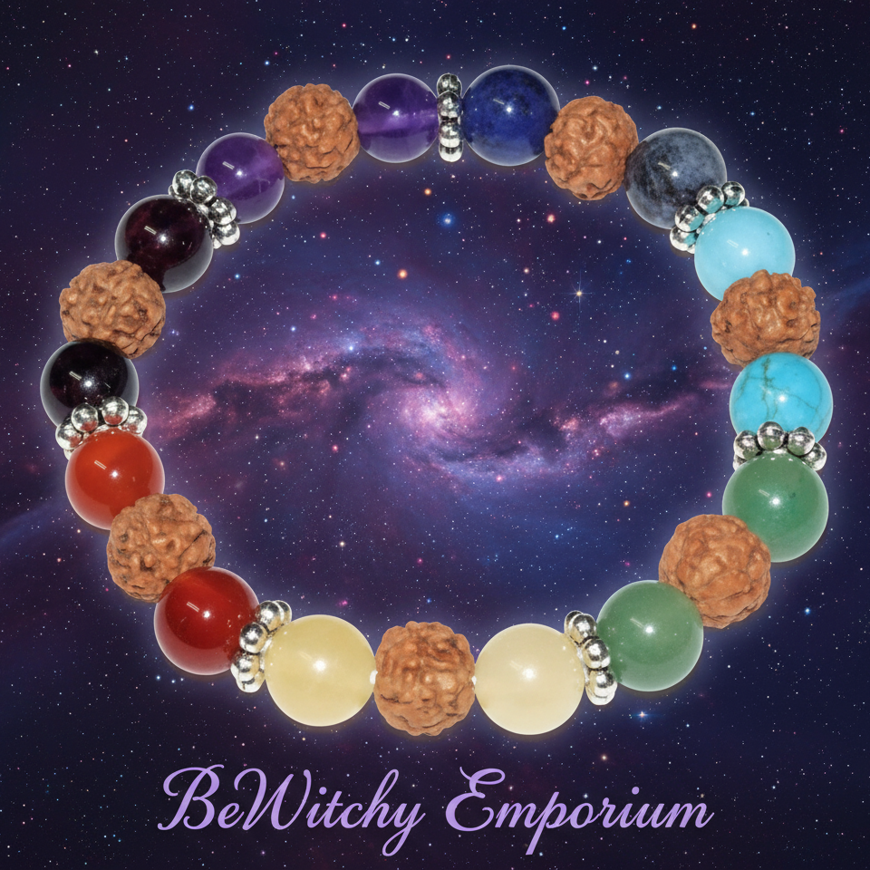 Chakra Rudraksha Bracelet - Mystical Starry Night