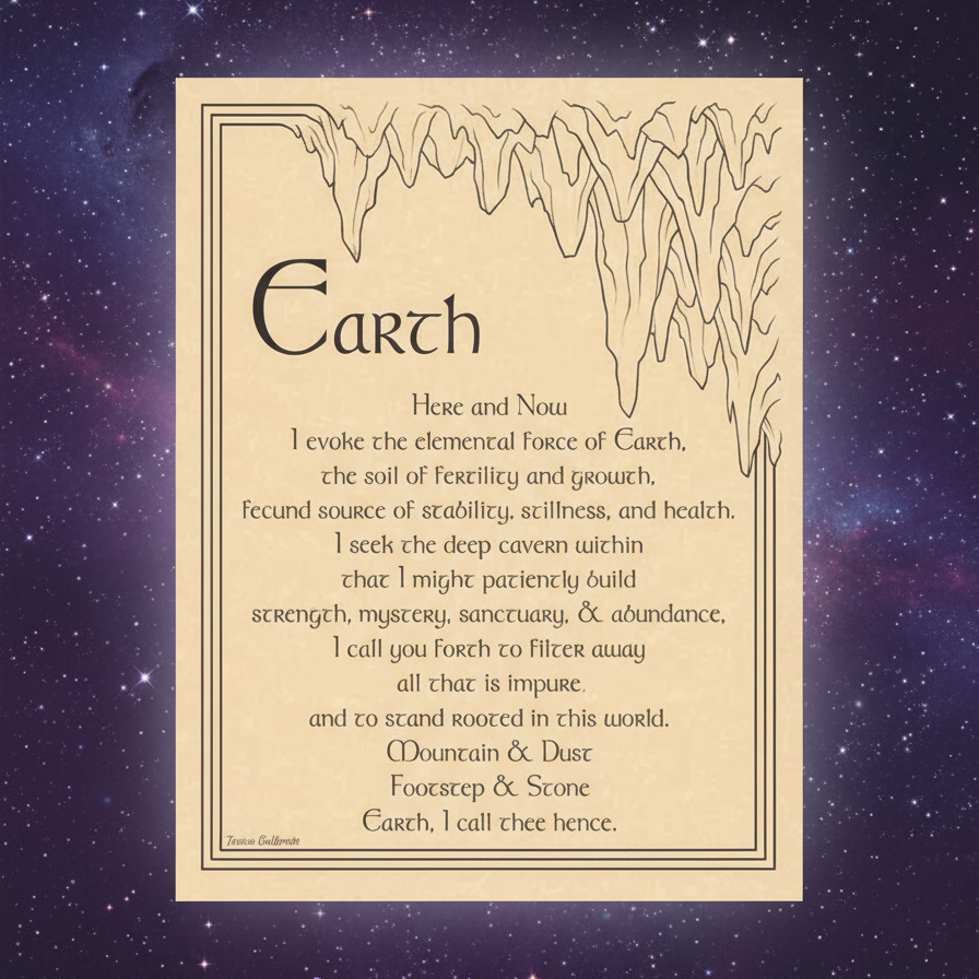 Earth Element Poster - Mystical Starry Night