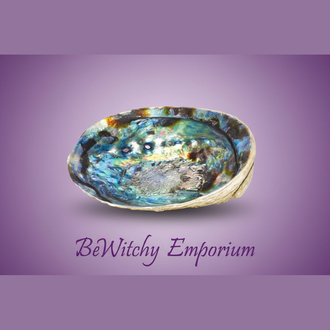 Exact abalone shell with clean professional styling and BeWitchy Emporium watermark