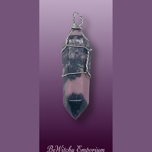 Exact amethyst crystal point pendant with clean professional styling and BeWitchy Emporium watermark