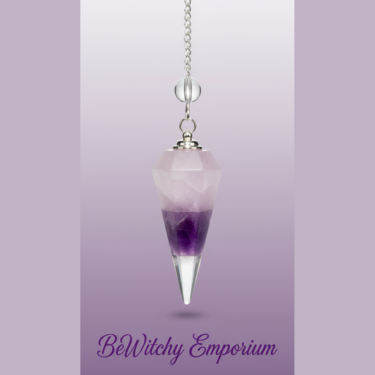 Exact amethyst pendulum with clean professional styling and BeWitchy Emporium watermark