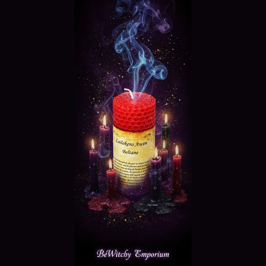 Exact Beltane candle with mystical atmosphere