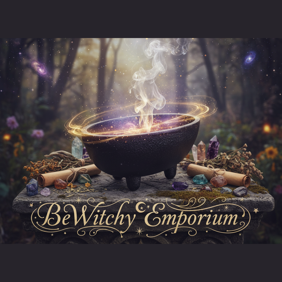 Exact black cast iron cauldron with ancient brewing wisdom effects