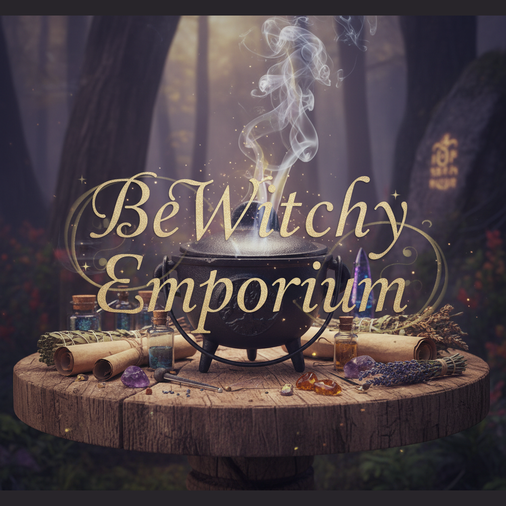Exact black cast iron cauldron with ancient wisdom brewing energy effects