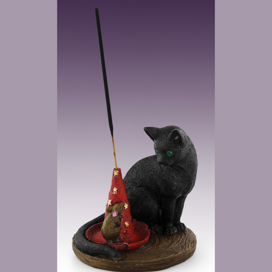 Exact black cat incense holder with clean professional styling and BeWitchy Emporium watermark