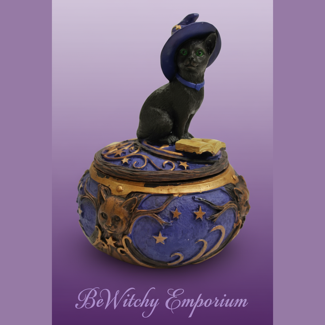 Exact black cat trinket box with clean professional styling and BeWitchy Emporium watermark