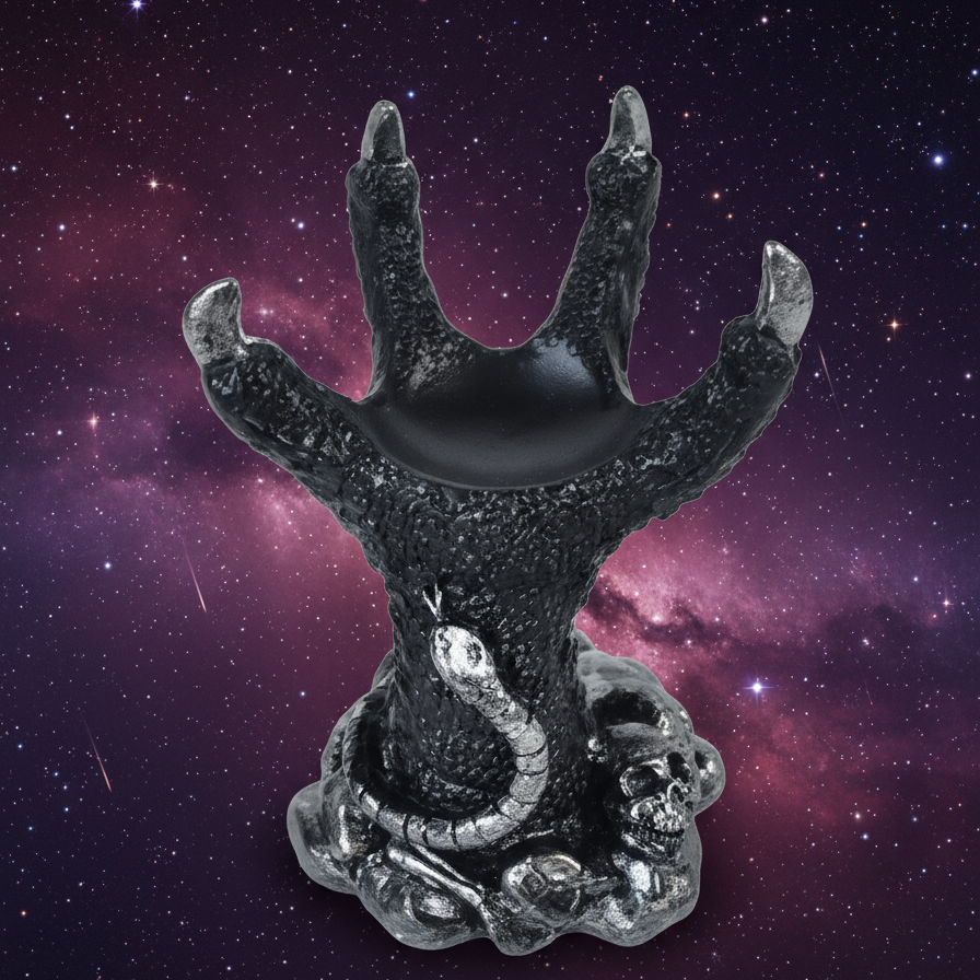 Exact black dragon claw candle holder with cosmic mystical styling and BeWitchy Emporium watermark