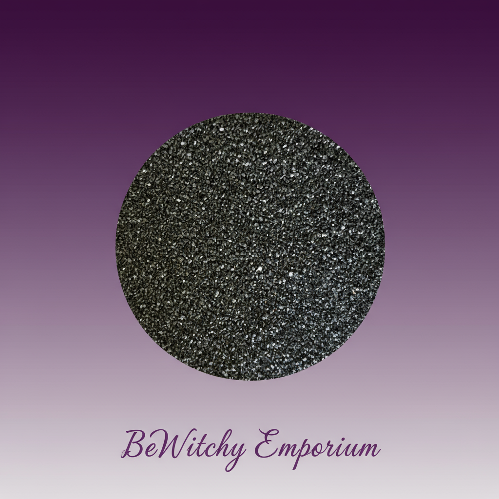 Exact black glitter powder with clean professional styling and BeWitchy Emporium watermark