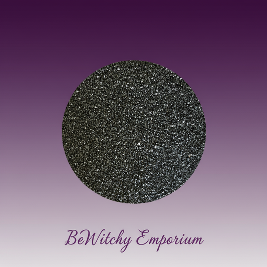 Exact black glitter powder with clean professional styling and BeWitchy Emporium watermark
