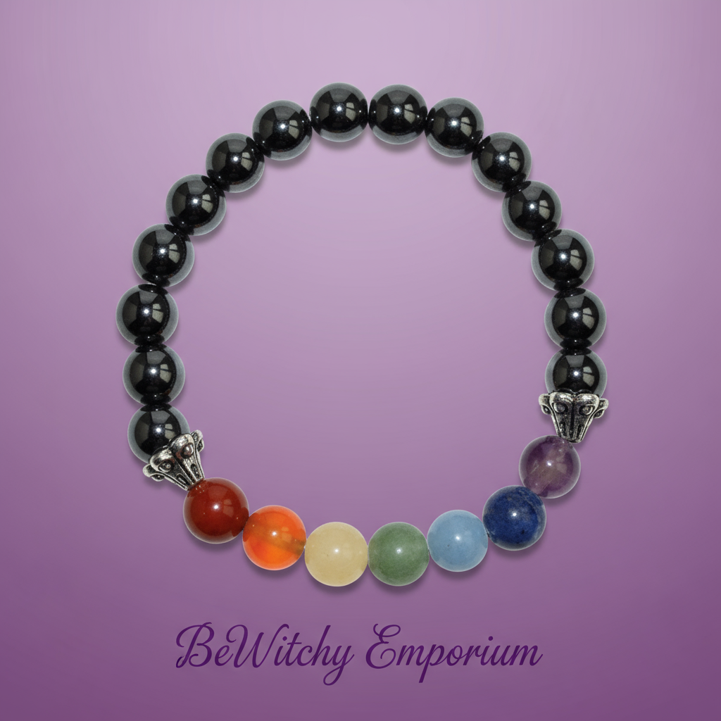 Exact black onyx chakra bracelet with clean professional styling and BeWitchy Emporium watermark