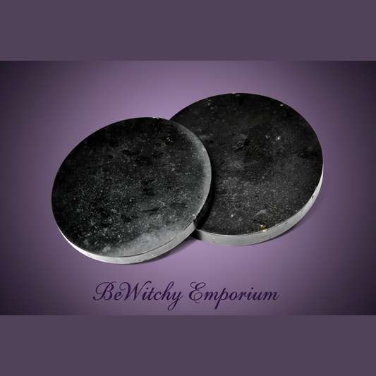 Exact black scrying mirrors with clean professional styling and BeWitchy Emporium watermark