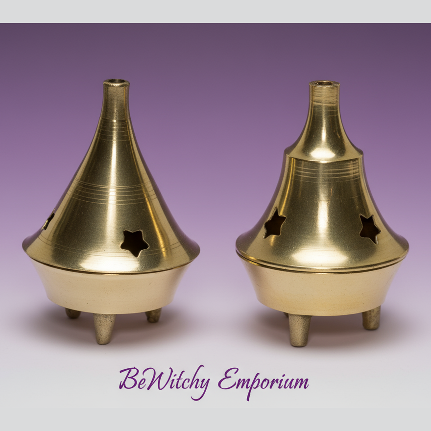 Exact brass cone incense burners with clean professional styling and BeWitchy Emporium watermark