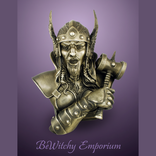 Exact bronze Viking warrior bust statue with clean professional styling and BeWitchy Emporium watermark