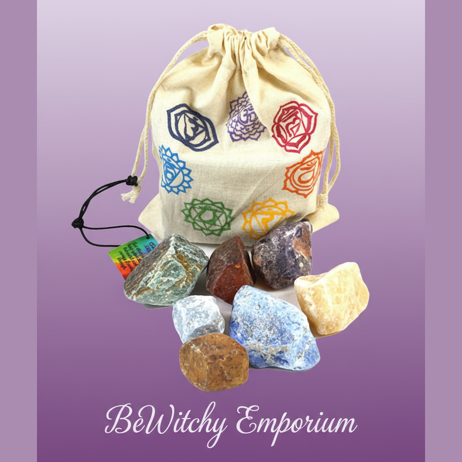 Exact chakra healing stone set with clean professional styling and BeWitchy Emporium watermark