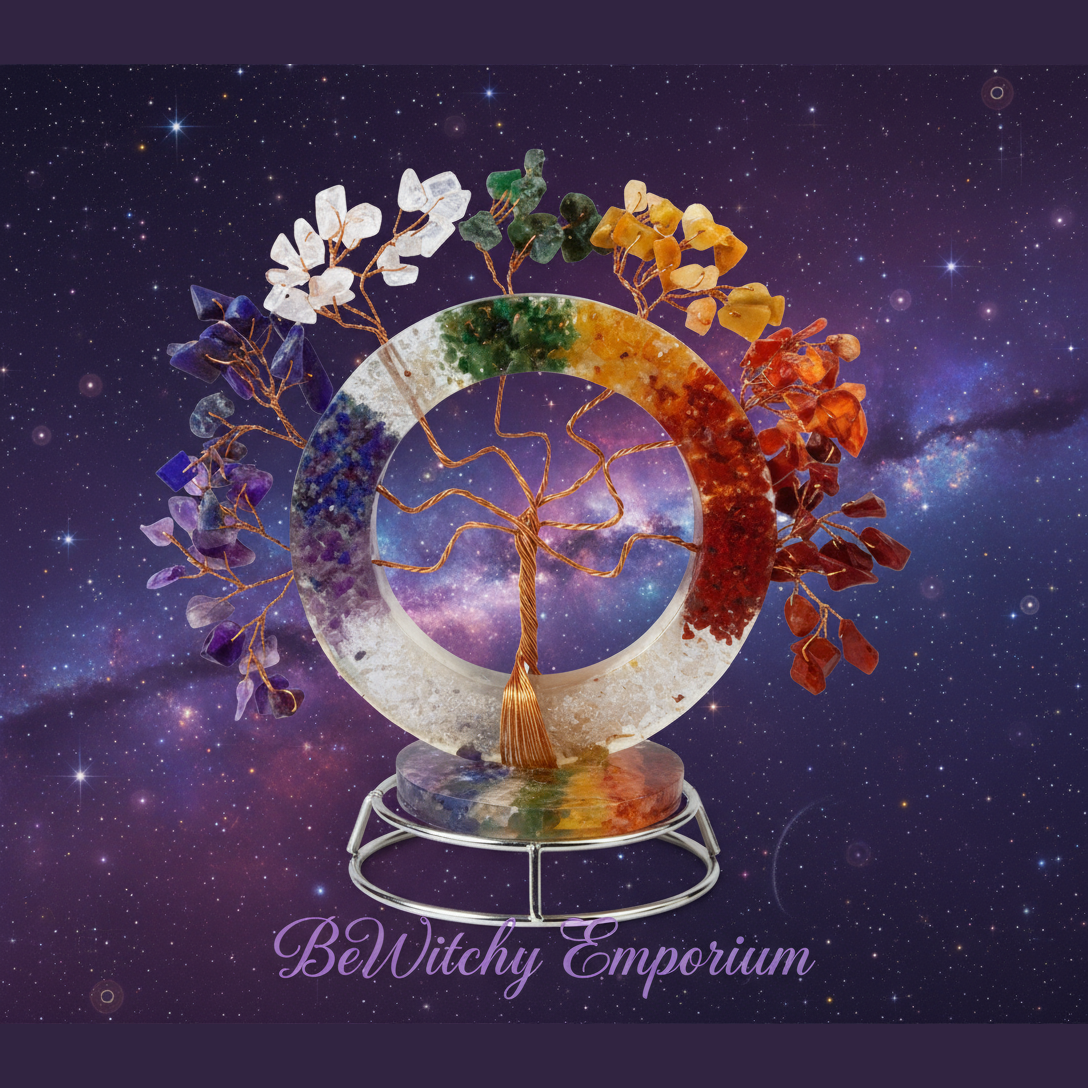 Exact chakra tree of life with cosmic mystical styling and BeWitchy Emporium watermark