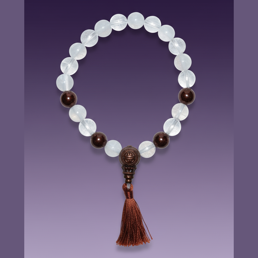 Exact clear quartz and garnet mala bracelet with clean professional styling and BeWitchy Emporium watermark