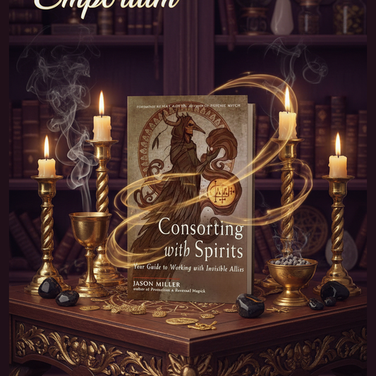 Exact Consorting with Spirits book with premium spirit work ambiance and BeWitchy Emporium watermark