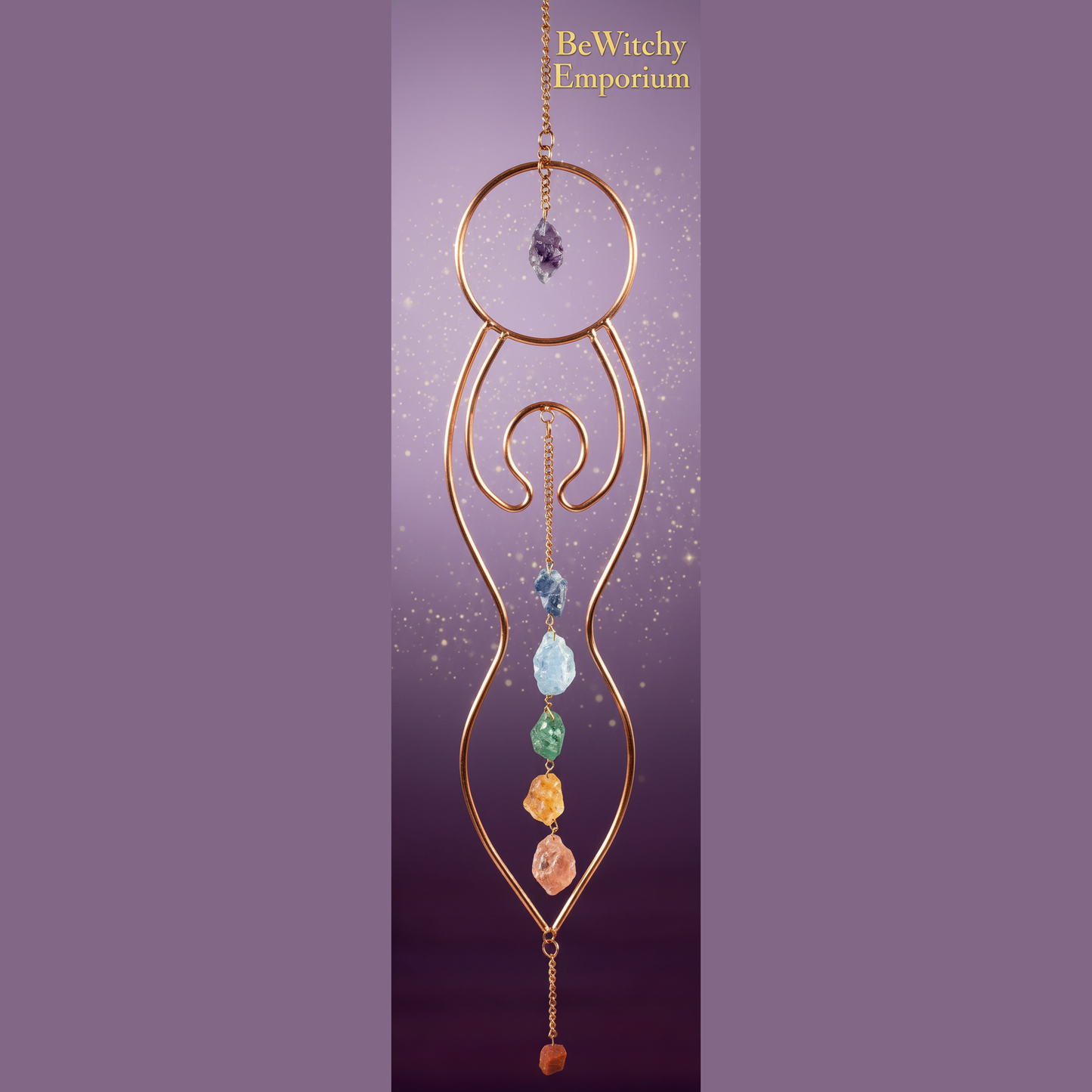 Exact copper chakra wall hanging with clean professional styling and BeWitchy Emporium watermark