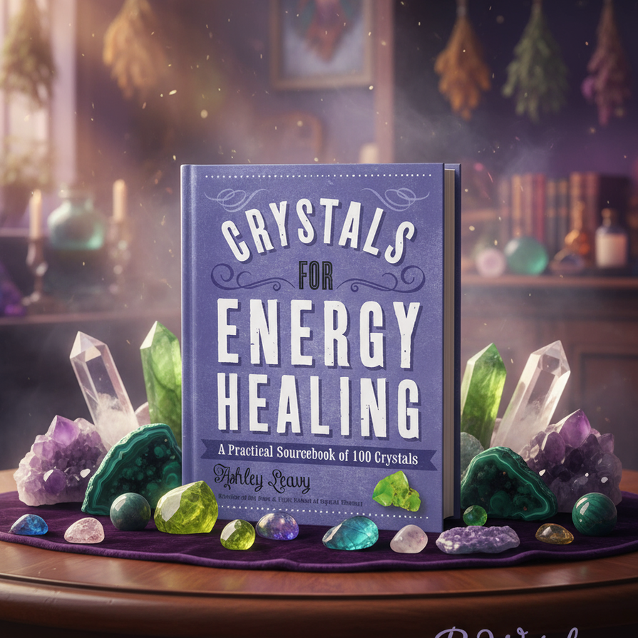 Exact Crystals for Energy Healing book with premium healing sanctuary ambiance and BeWitchy Emporium watermark